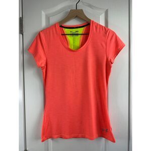 Under Armour Neon Coral Orange Short Sleeve Activewear Top Women's S Small